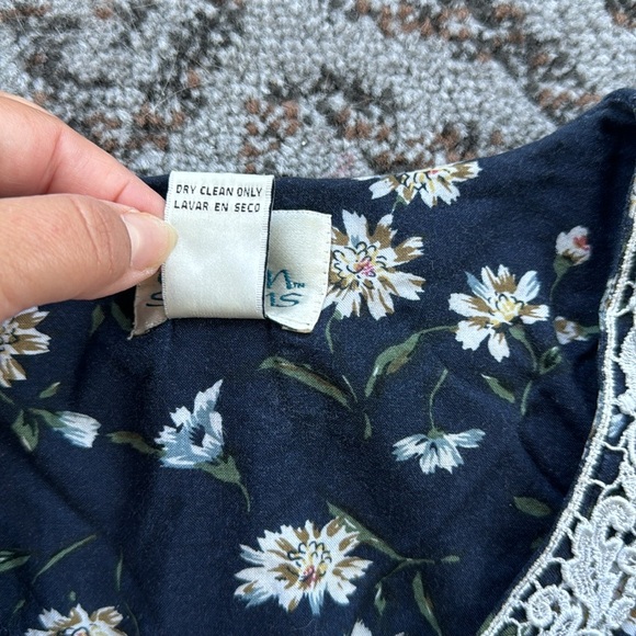 Vintage Cristin Stevens Floral Button Down Dress Navy Medium - Picture 5 of 7
